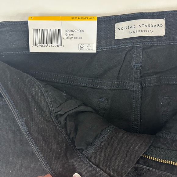 Social Standard Gravel Color High Rise Slim Straight 8/29 Jeans - Picture 7 of 10